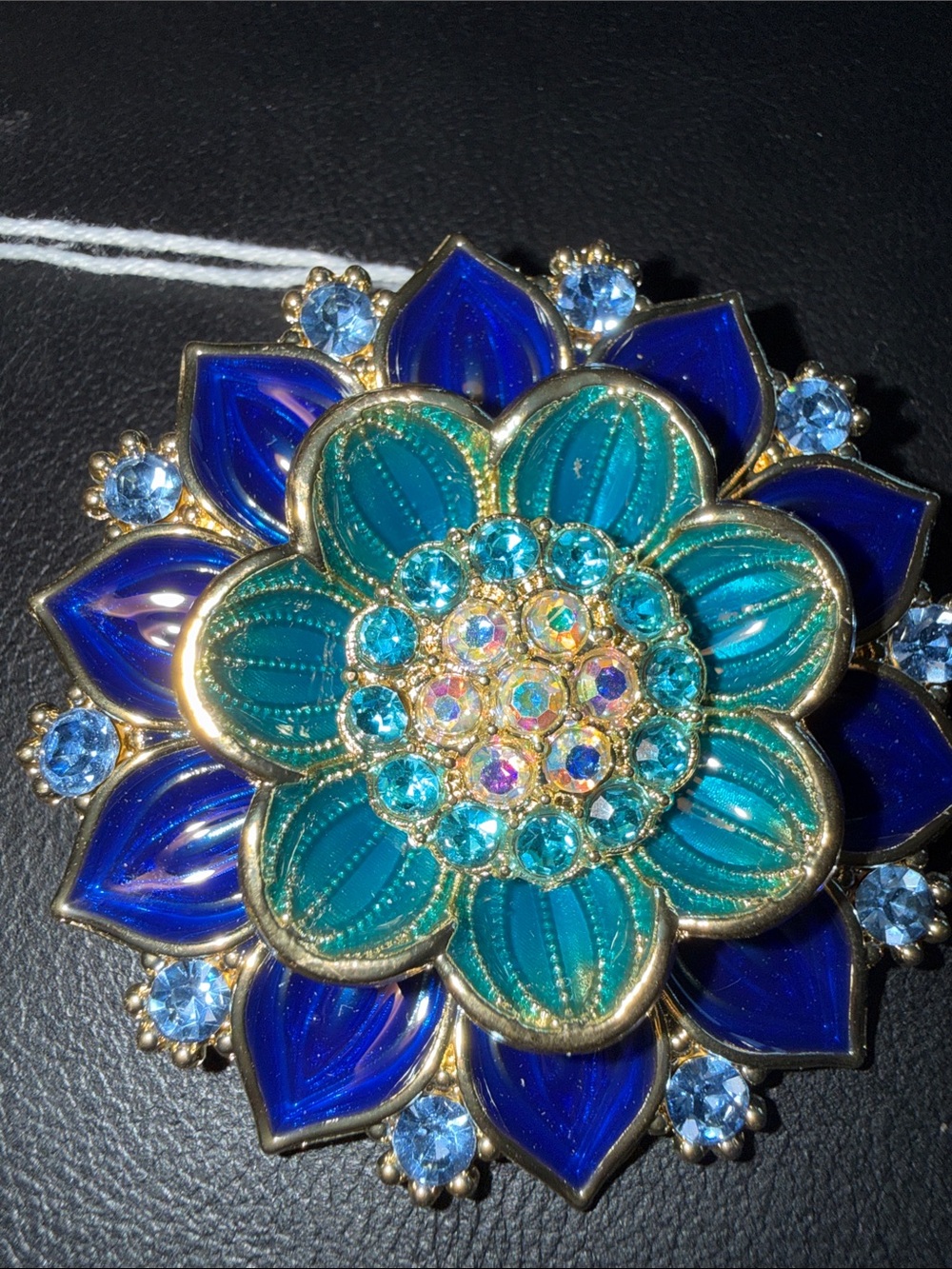 Blue & Teal Crystal Floral Brooch – Women Jewelry